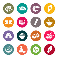 Asian food vector icons set