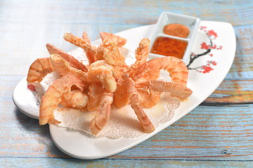shrimps on a white plate