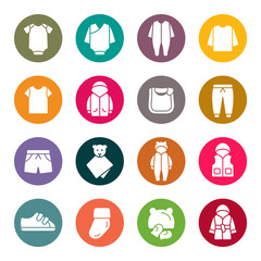 Baby clothing vector icons