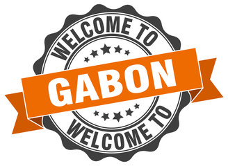 Obraz premium Gabon round ribbon seal