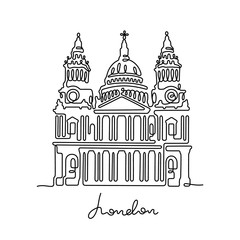 London, St Paul's Cathedral continuous line vector illustration