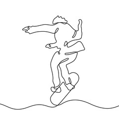Skater continuous line vector sketch