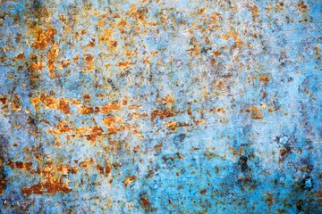 Rust background on blue steel plate for graphic design