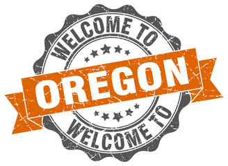 Obraz premium Oregon round ribbon seal