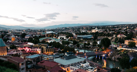 Fototapeta na wymiar Panoramic view of Tbilisi city. old town and modern architecture