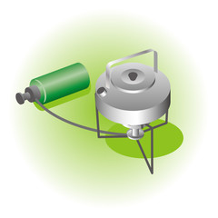 ポータブルストーブとヤカン