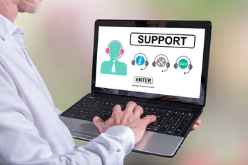 Support concept on a laptop