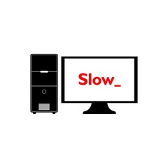 Slow computer icon or sign