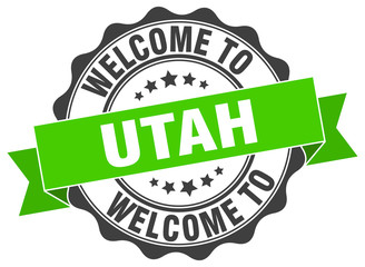 Obraz premium Utah round ribbon seal