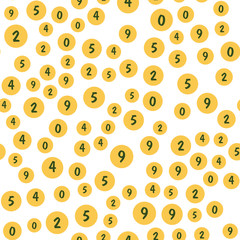 Numbers and circles, education, school concept. Seamless vector EPS 10 pattern. Flat style