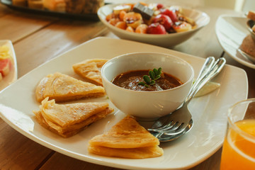Shahi Paneer with dosa Indian food 