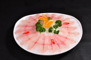 slices of salmon on a plate