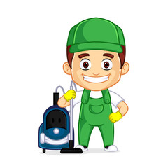 Fototapeta premium Cleaning Service clipart cartoon mascot