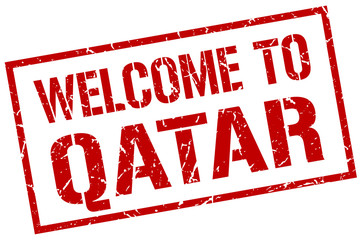 welcome to Qatar stamp
