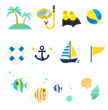 Summer sea icon set