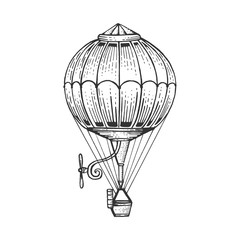 Vintage air balloon sketch engraving vector illustration. Scratch board style imitation. Hand drawn image.