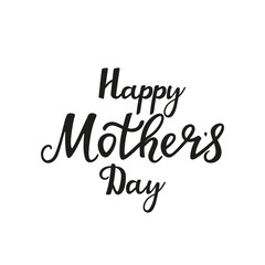 Fototapeta na wymiar Happy Mother`s day hand drawn lettering on a white background