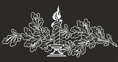 CANDLE WITH AN OAK BRANCH
