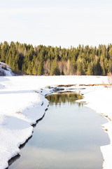 river in winter. Landscape in early spring