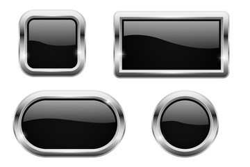 Black glass buttons with chrome frame