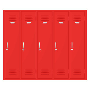 Safety deposit boxes. Red lockers