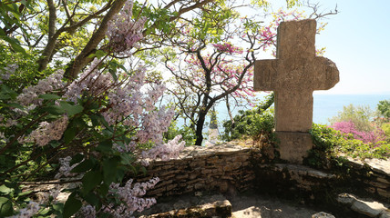 Grave, tomb, feretory, urn, lair, sepulchre of Queen Maria - Regina Maria in Balchik Palace Castle of Romanian Queen Marie at Bulgarian Black Sea coast