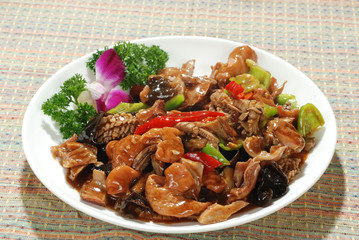 spicy chicken salad with meat and vegetables