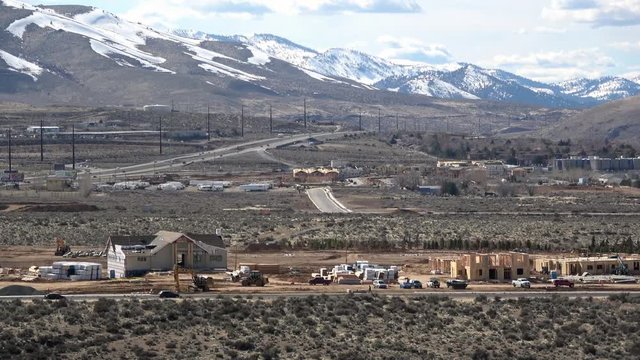 Construction and ground work around new housing development in Lemmon valley above Reno Nevada