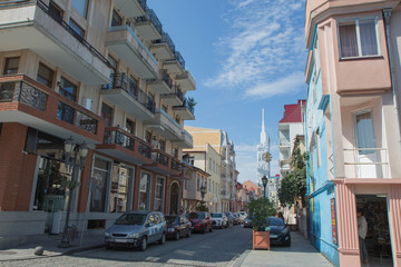 Fototapeta na wymiar View of the streets of Batumi. Urban Architecture In Batumi
