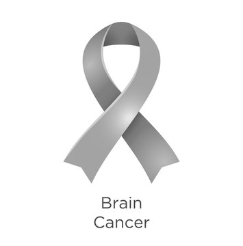 Brain Cancer awareness month in May. Brain tumor. Grey color ribbon Cancer Awareness Products.