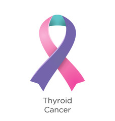 Thyroid Cancer awareness month in September. Teal and Pink and Blue color ribbon Cancer Awareness Products.
