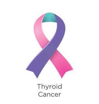 Thyroid Cancer awareness month in September. Teal and Pink and Blue color ribbon Cancer Awareness Products.