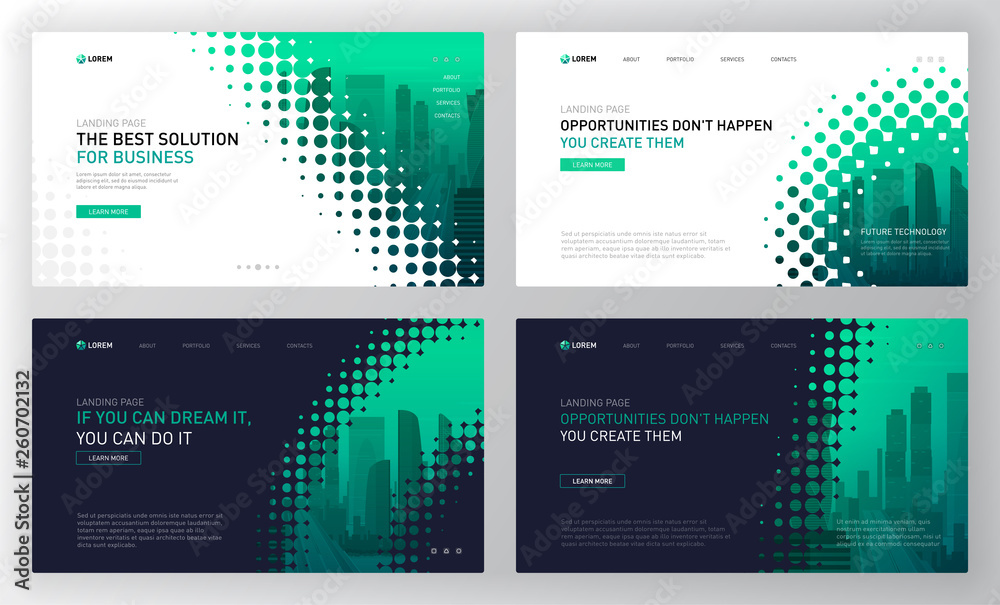 Poster landing page template for business and construction. modern web page design concept layout for websi