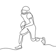 American football player continuous line vector illustration