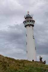 Egmond aan zee Noord Holland Netherlands. Beach coast lighthouse Northsea