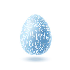 Blue Easter egg with floral pattern