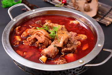 beef soup with meat and vegetables