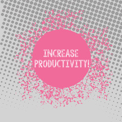 Text sign showing Increase Productivity. Business photo text Improve the efficiency of production processes Disarrayed and Jumbled Musical Notes Icon Surrounding Blank Colorful Circle