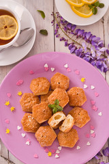 Puff pastries with custrad cream.
