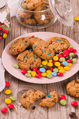 Candy coated cookies.