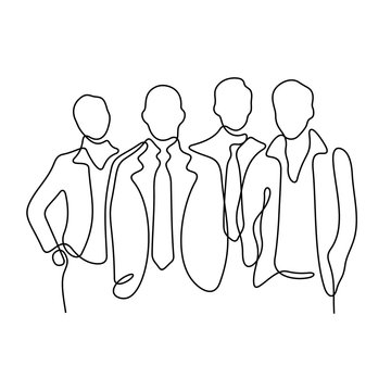 recommend clip art: Business team continuous line vector illustration