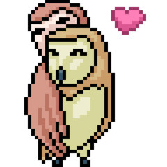 vector pixel art owl couple