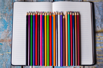 Blank notepad and  pencils