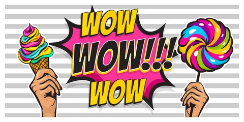 Weiße Frau Hand halten Kegel Eis Pop-Art © Kapitosh