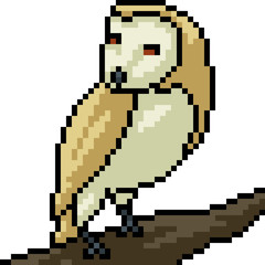 Obraz premium vector pixel art owl branch