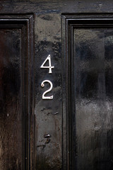 House number 42 with the forty-two in silver metal