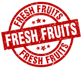 fresh fruits round red grunge stamp