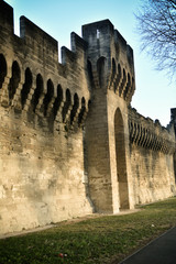Wall of the Palace of the Popes, Avignon (France) - historical palace located in Avignon, Southern France