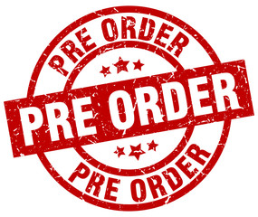 pre order round red grunge stamp