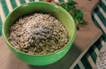 oatmeal in a green plate.